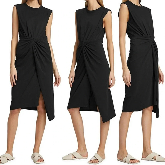 Derek Lam 10 Crosby navy Landry Twist-Front Jersey midi Dress sleeveless knot - Picture 7 of 7